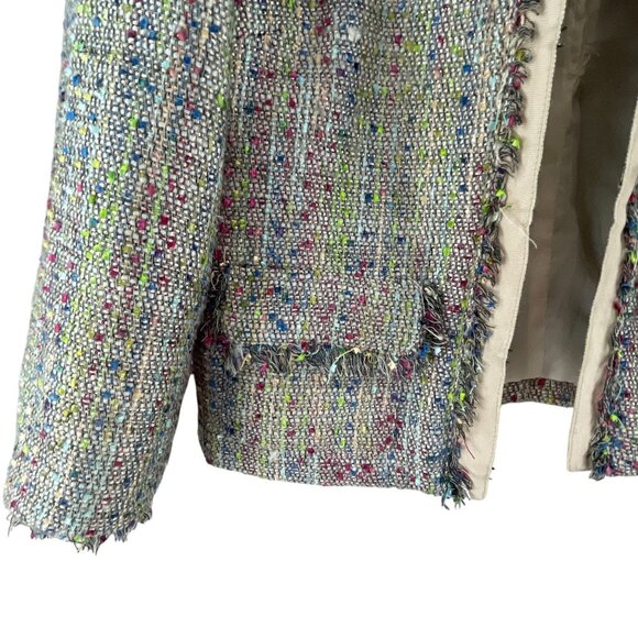 Willi Smith Womens Tweed  Blazer Size 6 Multicolor Colorful Raw Hem Office Caree - Picture 10 of 12